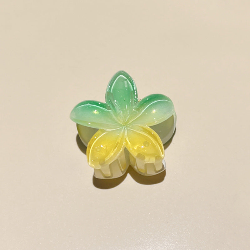 Pince à cheveux clip fleur de Plumeria Rubra aux couleurs sucrées