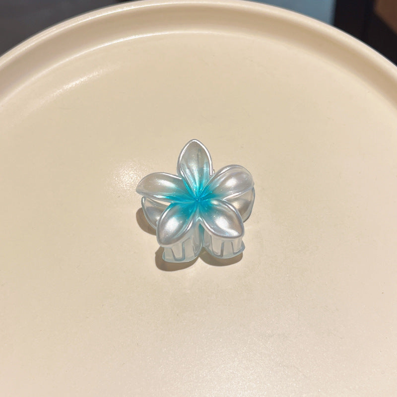 Pince à cheveux clip fleur de Plumeria Rubra aux couleurs sucrées