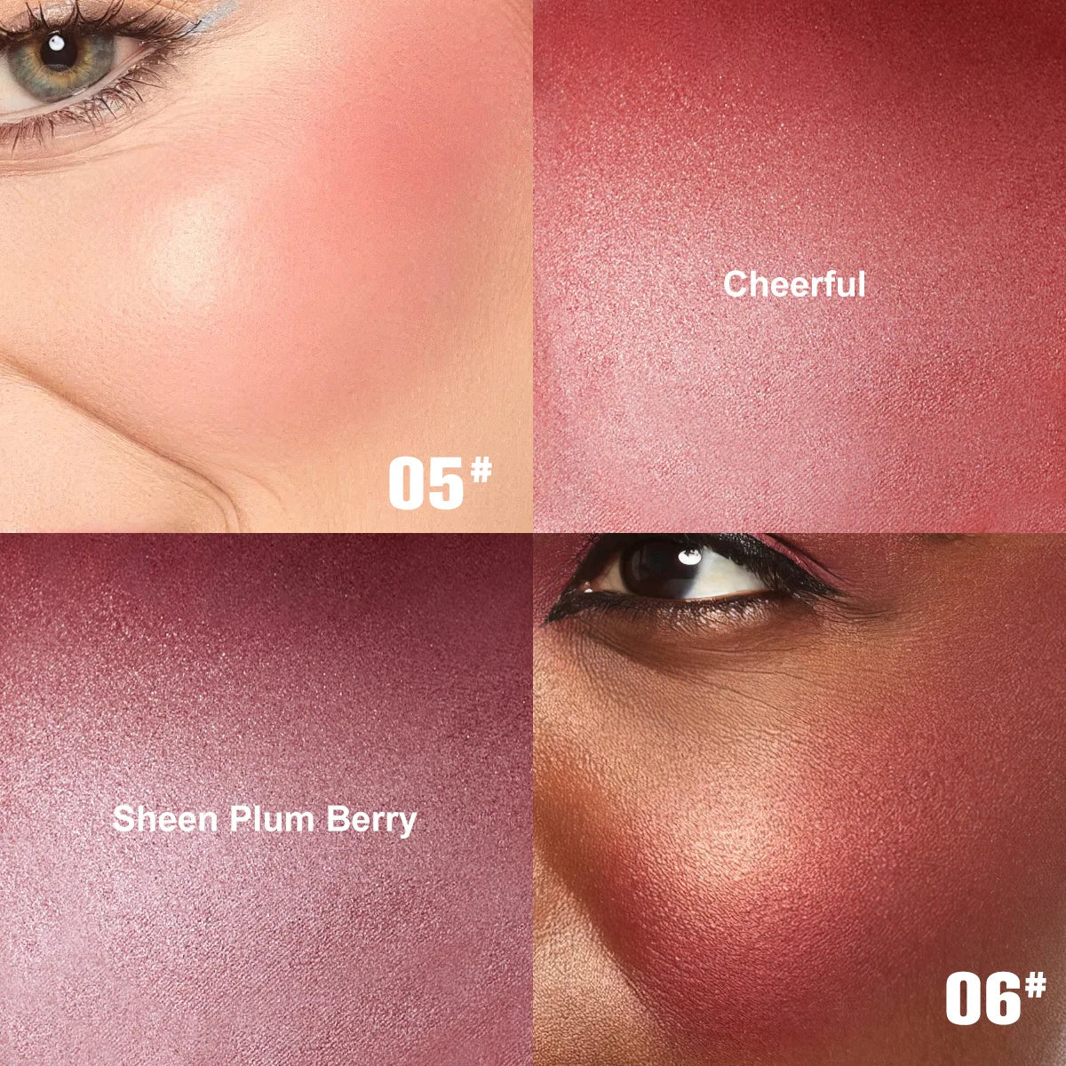 Luminous Powder Blush Glitter Highlighter Bronzer Palettes Longlasting Rose Shimmer Pink Pearl Soft Pinch Face Dropship