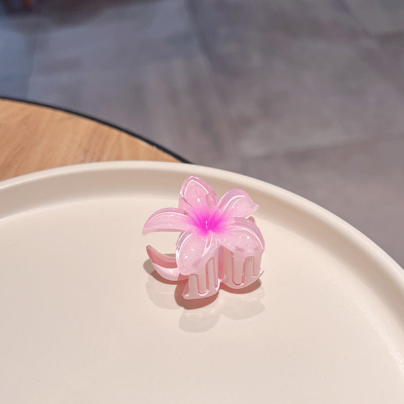 Pince à cheveux clip fleur de Plumeria Rubra aux couleurs sucrées