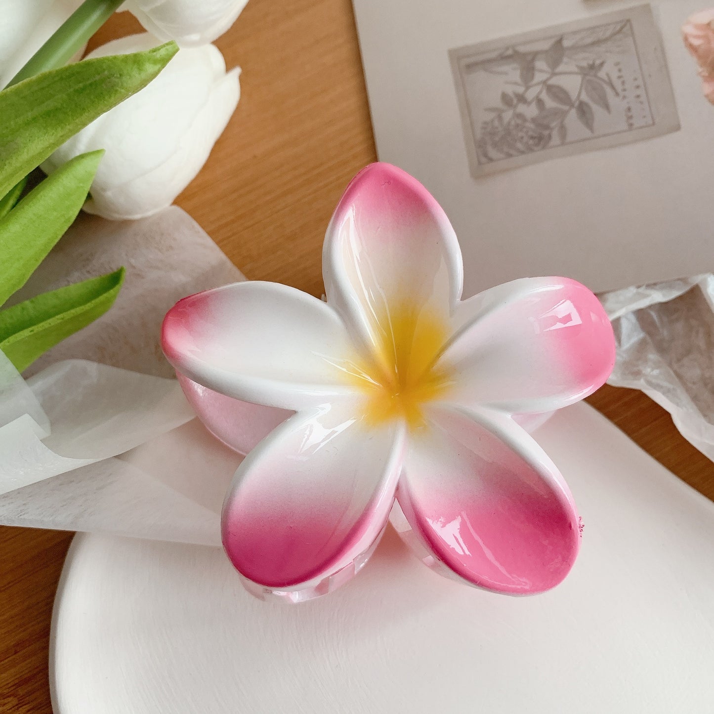 Pince à cheveux Plumeria – Pince fleur, accessoire capillaire pour femmes