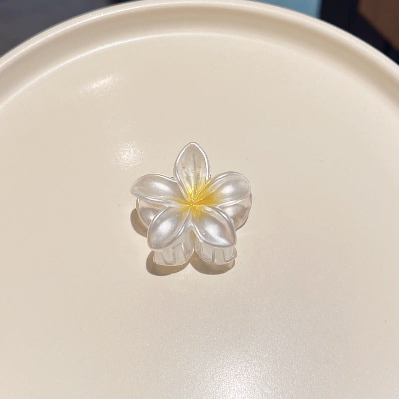 Pince à cheveux clip fleur de Plumeria Rubra aux couleurs sucrées