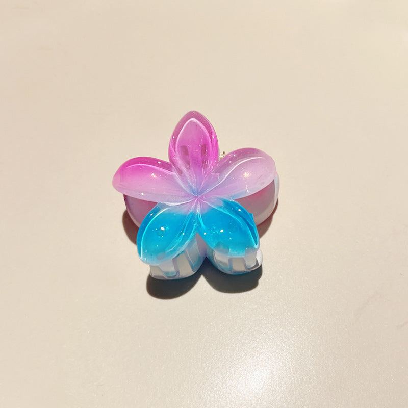 Pince à cheveux clip fleur de Plumeria Rubra aux couleurs sucrées
