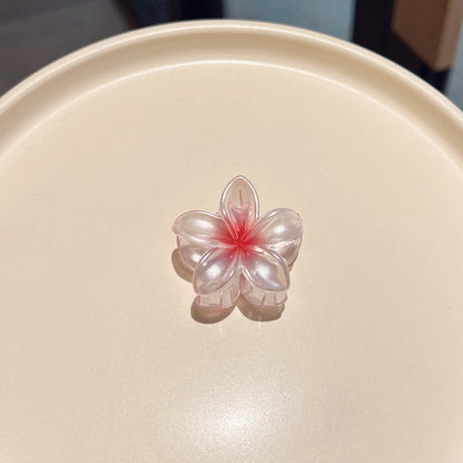 Pince à cheveux clip fleur de Plumeria Rubra aux couleurs sucrées