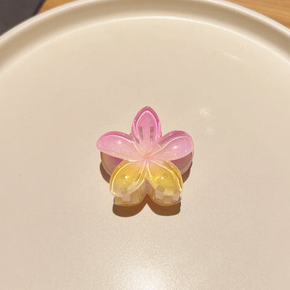 Pince à cheveux clip fleur de Plumeria Rubra aux couleurs sucrées
