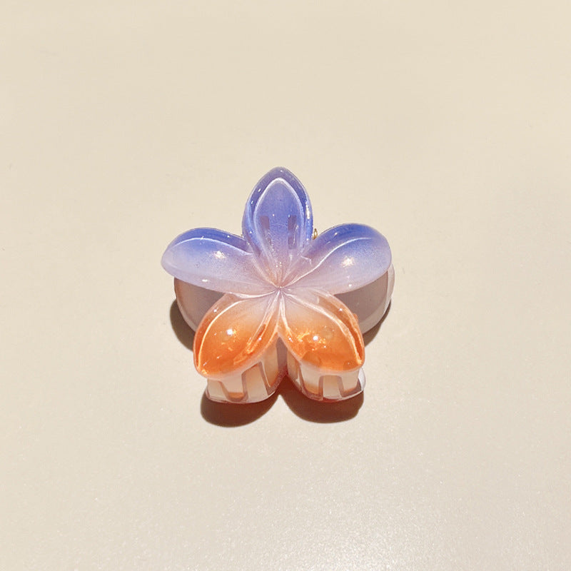 Pince à cheveux clip fleur de Plumeria Rubra aux couleurs sucrées