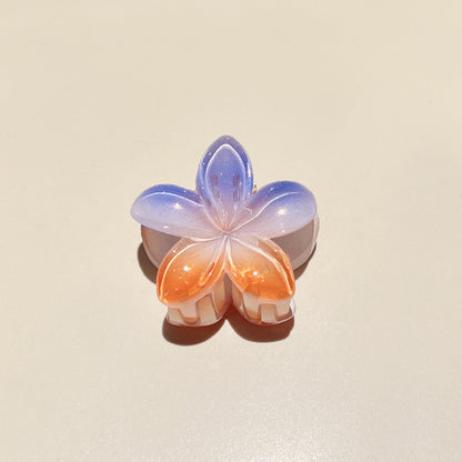 Pince à cheveux clip fleur de Plumeria Rubra aux couleurs sucrées
