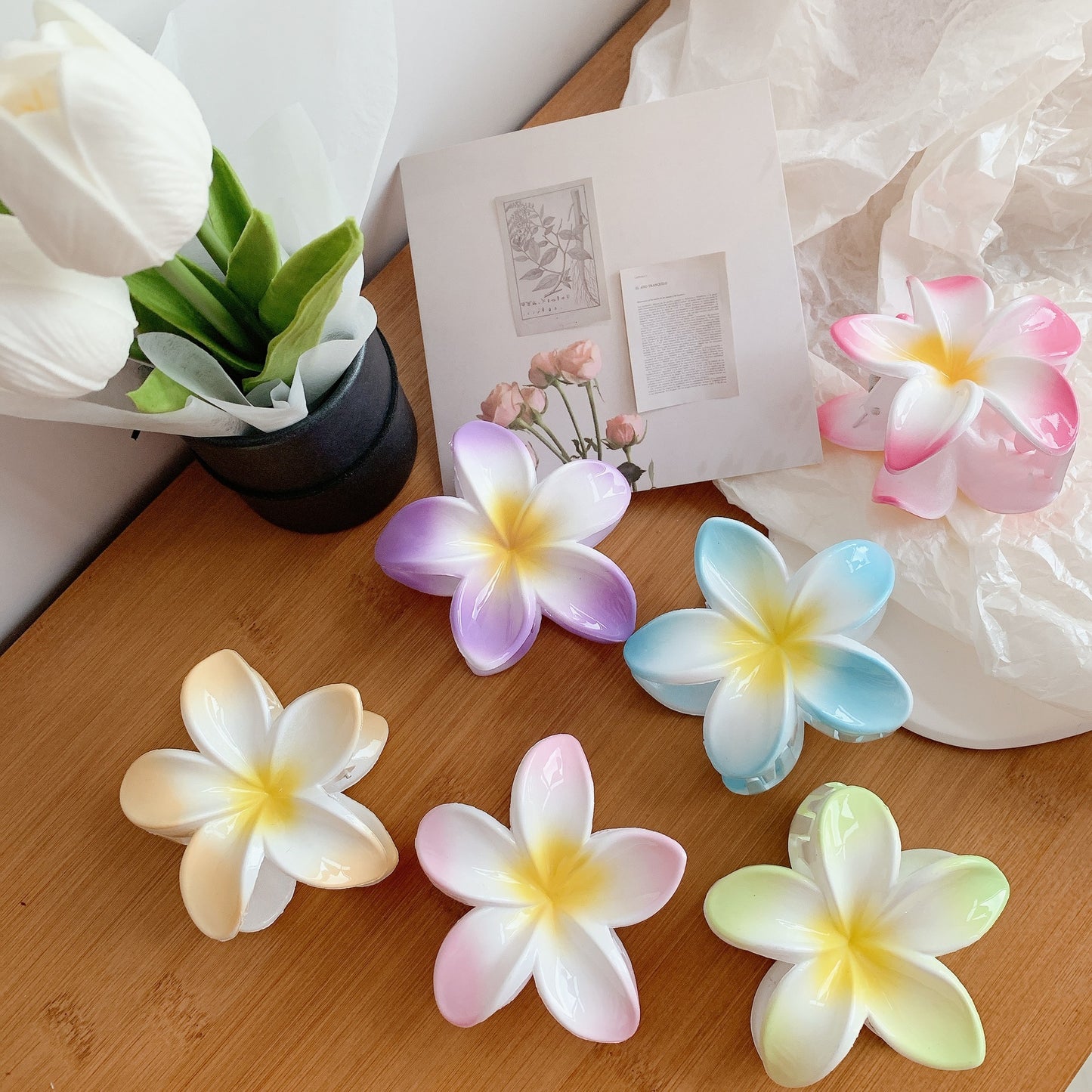 Pince à cheveux Plumeria – Pince fleur, accessoire capillaire pour femmes