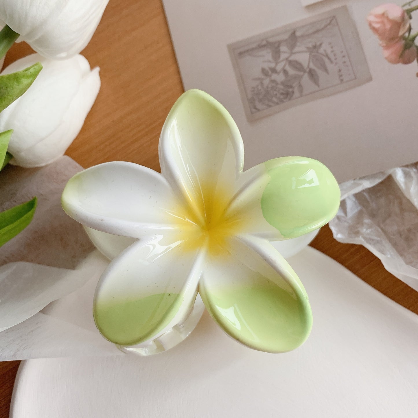 Pince à cheveux Plumeria – Pince fleur, accessoire capillaire pour femmes