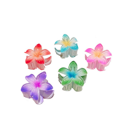 Pince à cheveux clip fleur de Plumeria Rubra aux couleurs sucrées
