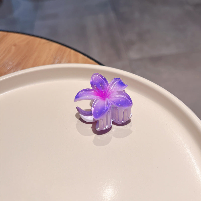 Pince à cheveux clip fleur de Plumeria Rubra aux couleurs sucrées