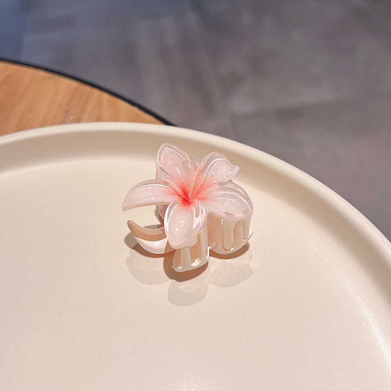 Pince à cheveux clip fleur de Plumeria Rubra aux couleurs sucrées