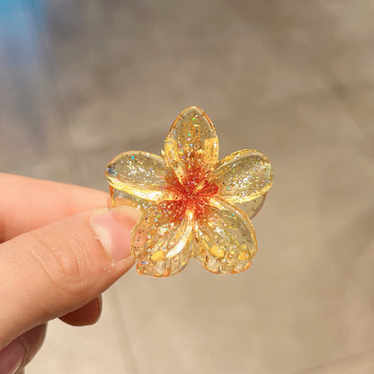 Pince à cheveux clip fleur de Plumeria Rubra aux couleurs sucrées