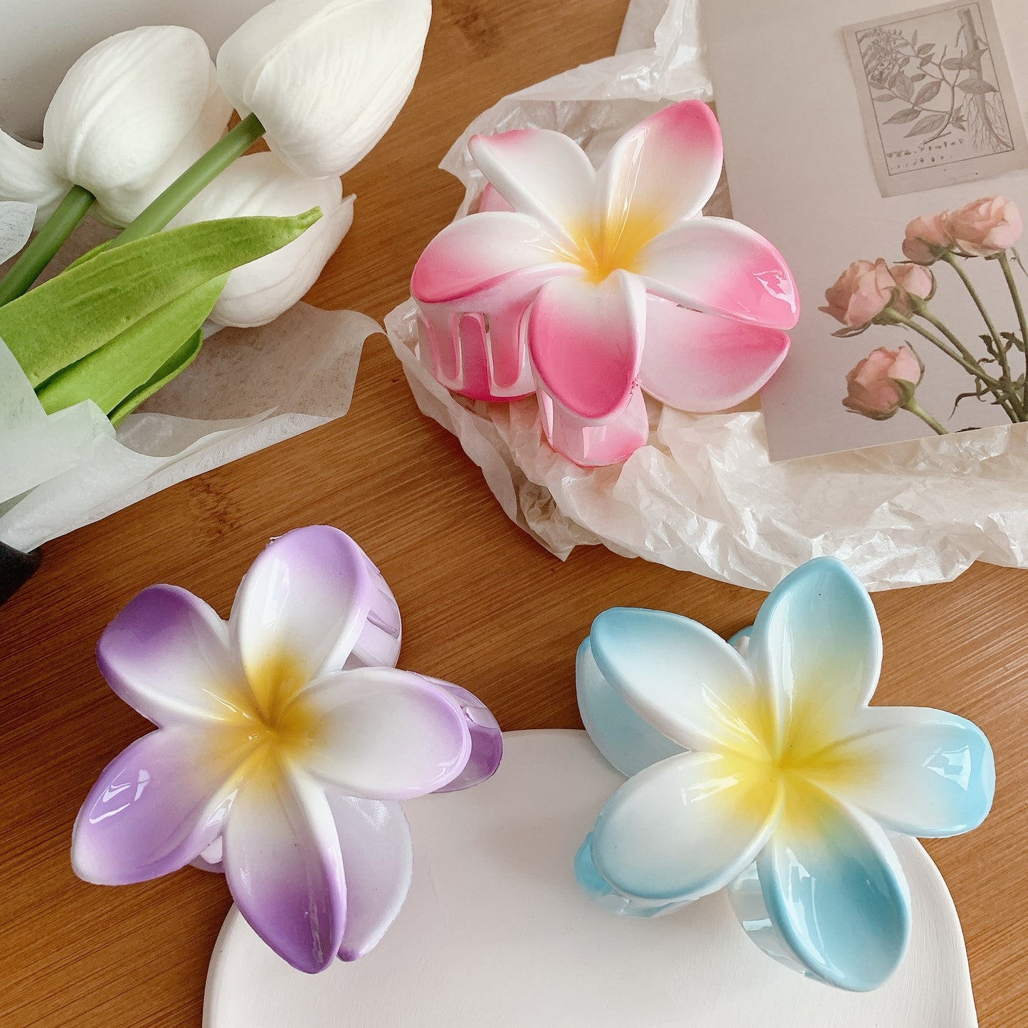Pince à cheveux Plumeria – Pince fleur, accessoire capillaire pour femmes