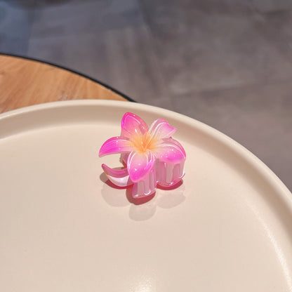 Pince à cheveux clip fleur de Plumeria Rubra aux couleurs sucrées