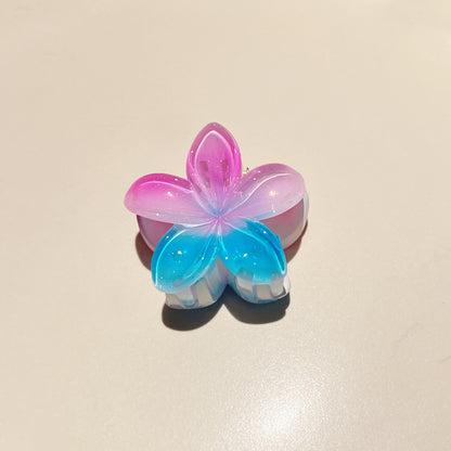 Pince à cheveux clip fleur de Plumeria Rubra aux couleurs sucrées